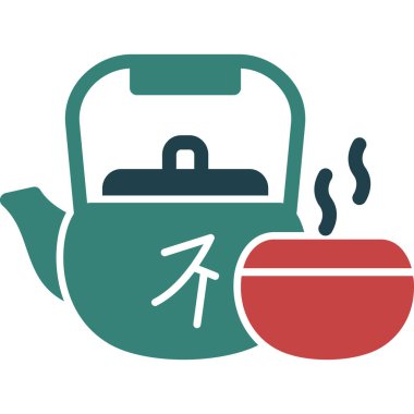 Çay demliği ile çay demliği ikon vektör çizimi tasarımı