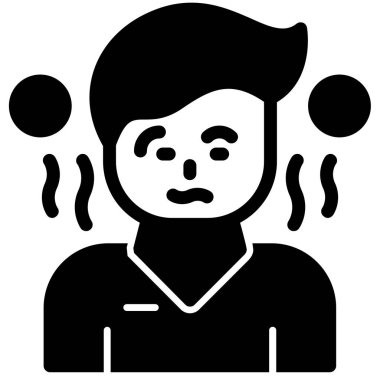 Ateş ve virüs ikonu olan çocuk, basit bir stil.