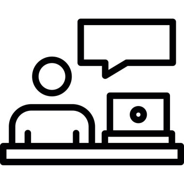 çevrimiçi toplantı simgesi ana hatları vektörü. Online toplantı. bilgisayar