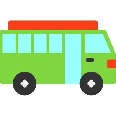 bus düz simgesi, vektör illüstrasyonu