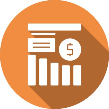 İş ikonu. Vektör konsepti düz ikonik sembol, yuvarlak açılar, turuncu renk, beyaz arkaplan.