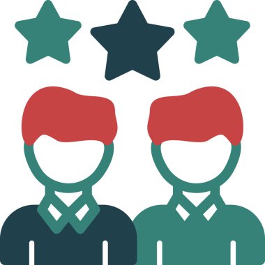 Takım Üyesi Glyph Çoklu Renk, Vektör İllüstrasyonu