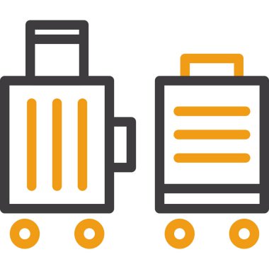 bagaj ikonu. seyahat işareti ve sembol, vektör çizimi, beyaz arkaplanda izole.