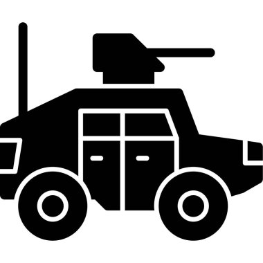 Askeri araç simgesine sahip kamyon, basit stil