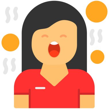 Kadın şef gözleri kapalı ve ağzı açık.