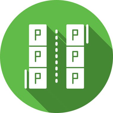 Park işaretinin uzun gölgesine sahip modern vektör simgesi