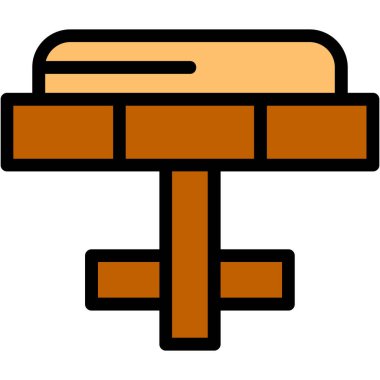 Tahta masa ikonu. Taslak ahşap tablo vektör rengi düz izole