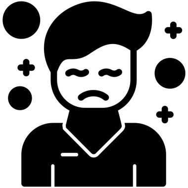 üzgün adam düz ph simgesi, vektör illüstrasyonu