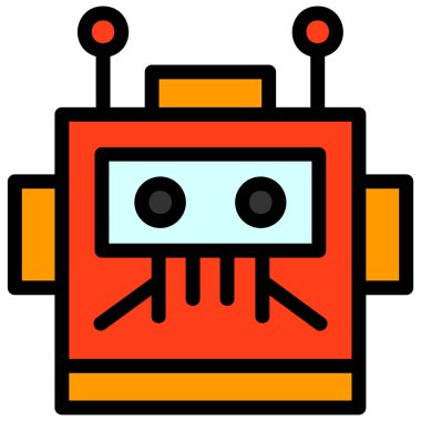 robot. Web simgesi basit illüstrasyon