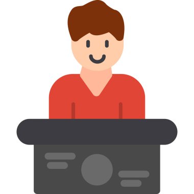 Dizüstü bilgisayarı olan birinin vektör çizimi