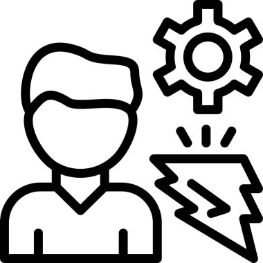 dişli mühendis adam simgesi ana hat biçiminde