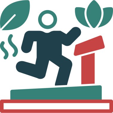 işletme renk setinden çalışan kişi simgesi. bu düz vektör sembolü yeşil ve gri renkli yuvarlak açılı, beyaz izole edilmiş.