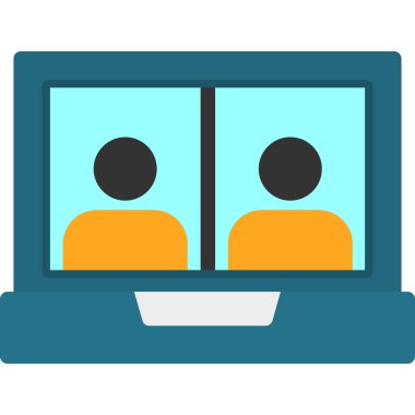 video konferansı düz simgesi, vektör illüstrasyonu