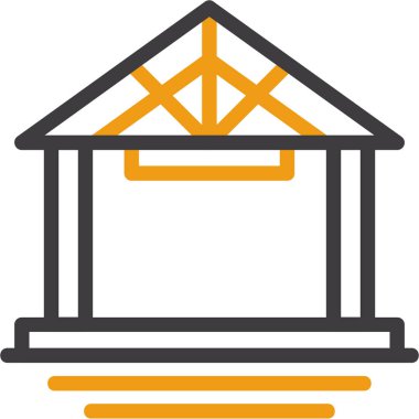 mimari yapı evi simgesi doldurulmuş ana hatlar biçiminde