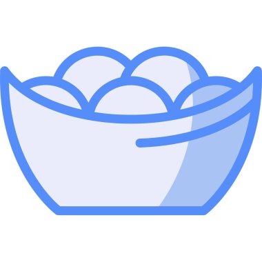 Yumurta kasesi renk ikonu. Paskalya yumurtası işareti ve paskalya sepetindeki sembol. Beyaz arkaplanda izole edilmiş resim