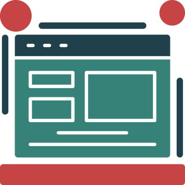 Web Sitesi Glyph Çoklu Renk, Vektör İllüstrasyonu