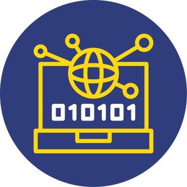 İkili kod işareti olan bilgisayar monitörü.