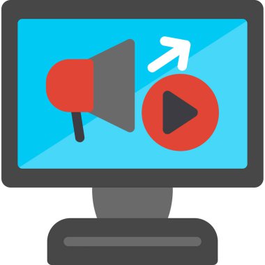 video pazarlama simgesi, vektör illüstrasyonu