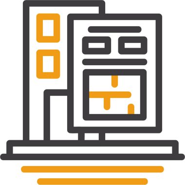 Web tasarım simgesi, bilgisayar monitörünün vektör illüstrasyonu