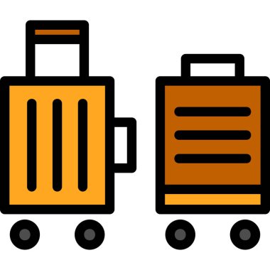 Beyaz arkaplanda izole edilmiş düz bir bavul simgesi. seyahat ve tatil sembolü