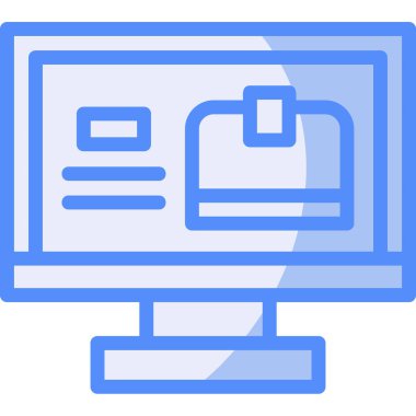 Bilgisayar monitörü simgesi. Web için bilgisayar izleyici vektör simgelerinin özet çizimi