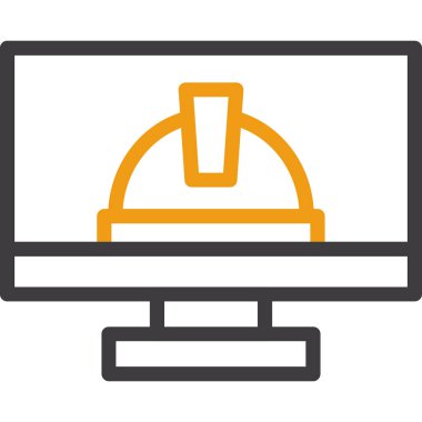 İnşa şapkası ve klavye vektör illüstrasyon tasarımlı bilgisayar masaüstü