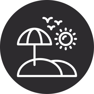 Şemsiye ve şemsiye ikonunun vektör illüstrasyonu. Şemsiye ve güneş ürünleri illüstrasyonunun ağ ögesi.