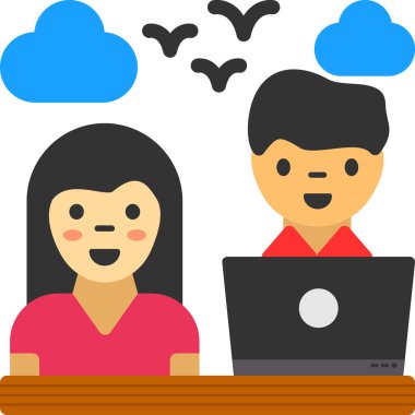 iş çifti ofis simgesi düz stil