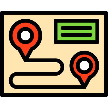 konum haritası simgesi. çizgi konum haritası vektör rengi düz izole