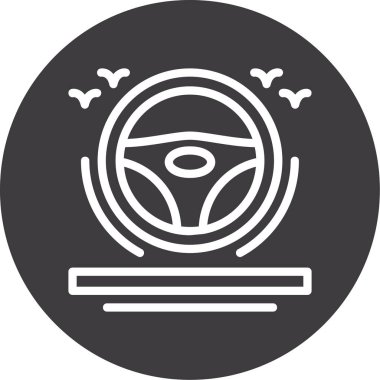 araba direksiyon simgesi, vektör illüstrasyonu