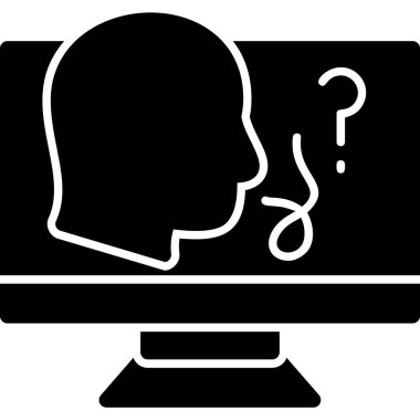 Soru işareti olan bilgisayar, farenin basit simgesi