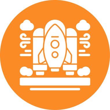 Roket. Web simgesi basit illüstrasyon