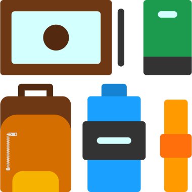 Farklı renkte bir çantanın vektör illüstrasyonu