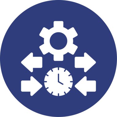 Çarklı vektör simgesi. biçim iki renkli düz sembol, düz mavi renkler, yuvarlak açılar, beyaz arkaplan.