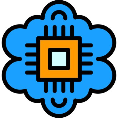 Bulut hesaplama simgesi. anahat bulut hesaplama vektör rengi düz izole