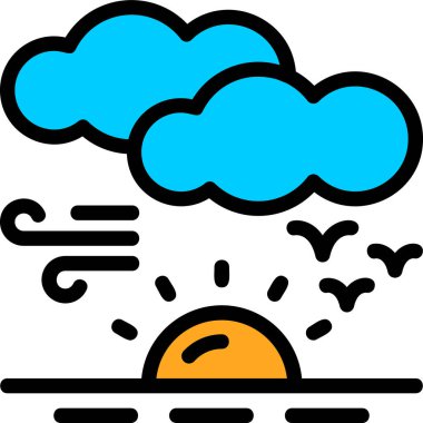 Hava tahmini güneş ikonu ana hatlar biçiminde