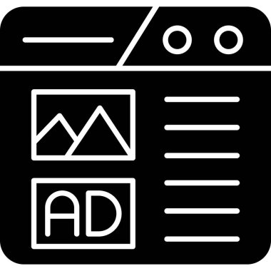 reklam simgesi, vektör illüstrasyonu beyaz arkaplanda izole edildi