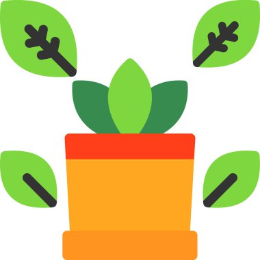 bitki saksısı simgesi, vektör illüstrasyonu