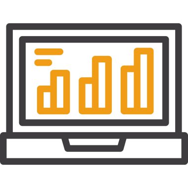 Grafik ikonlu laptop. vektör illüstrasyonu