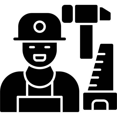 işçi avatar simgesi, vektör illüstrasyonu
