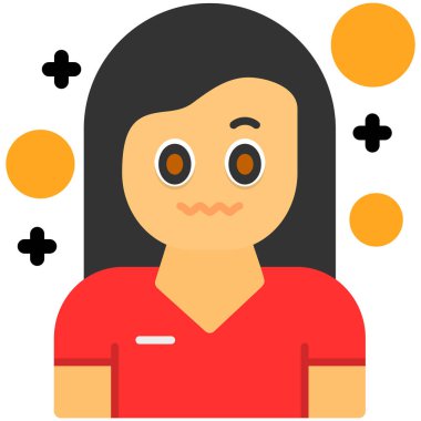 Kadın yüz ikonu. Düz renk tasarımı. vektör illüstrasyonu.