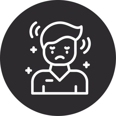 Kafalı kızgın yüz, vektör çizgisi simgesi, düzenlenebilir vuruş, doğrusal konsept.