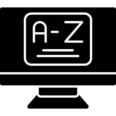 Harfli bilgisayar ekranı. Web simgesi basit illüstrasyon.