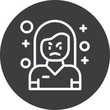 Yüz ifadesi olan kadın, kadın simgesinin vektör çizimi