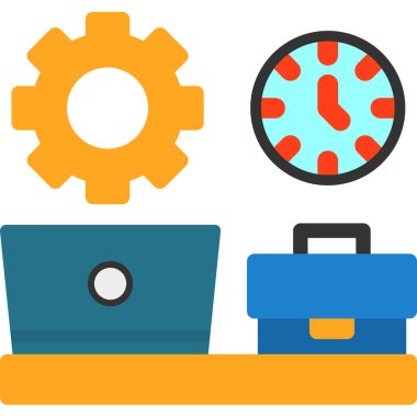 dişli ve saat vektör illüstrasyonlu dizüstü dişliler