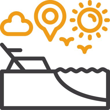 Yaz güneşi tatil simgesi ana hatlarıyla