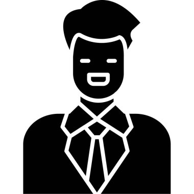 İş adamı avatar erkek simgesi, katı tasarım