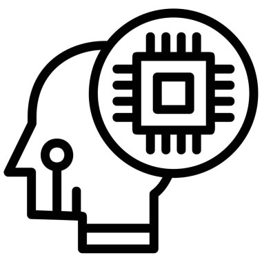 çip Yapay Zeka simgesi ana hat biçiminde