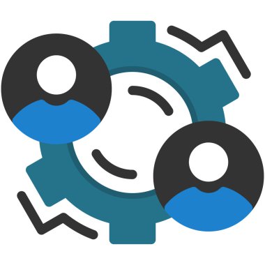 dişli vektör simgesi. biçim iki renkli düz sembol, mavi ve gri renkler, yuvarlak açılar, beyaz arkaplan