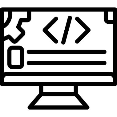 Kod kodlama simgesi. Beyaz arkaplanda izole edilmiş web tasarımı için ana kodlama kodlama vektör simgesi